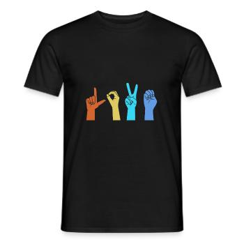 Langue des signes ASL sourd - T-shirt homme - noir - Devant - AI Model Male 178 light (178cm)