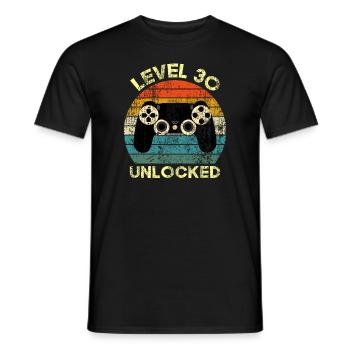 STUFE 30 ENTSPERRT Birhday Geschenk - Männer T-Shirt - Schwarz - Vorne - AI Model Male 178 light (178cm)