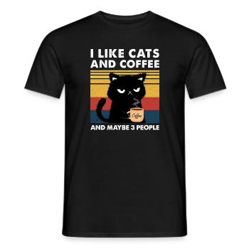 Ich mag Katzen und Kaffee und vielleicht 3 Leute - Männer T-Shirt - Schwarz - Vorne - AI Model Male 178 light (178cm)
