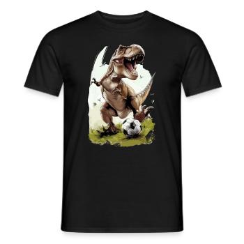 Football Dinosaur Tyrannosaurus rex Trex - Men's T-Shirt - black - Front - AI Model Male 178 light (178cm)