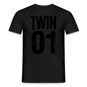 Twin 01 02 twins partnerlook twin gift - Men's T-Shirt - black - Front - AI Model Male 178 light (178cm)