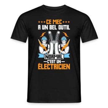 Cadeau Électricien Électricité Fusible Citation - T-shirt homme - noir - Devant - AI Model Male 178 light (178cm)