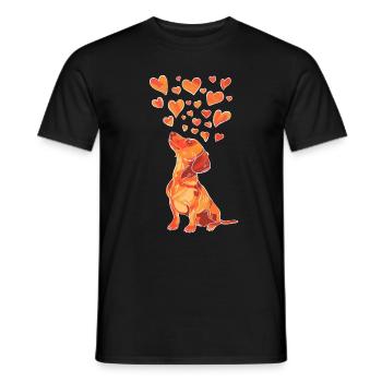 Doxie in love - Men's T-Shirt - black - Front - AI Model Male 178 light (178cm)
