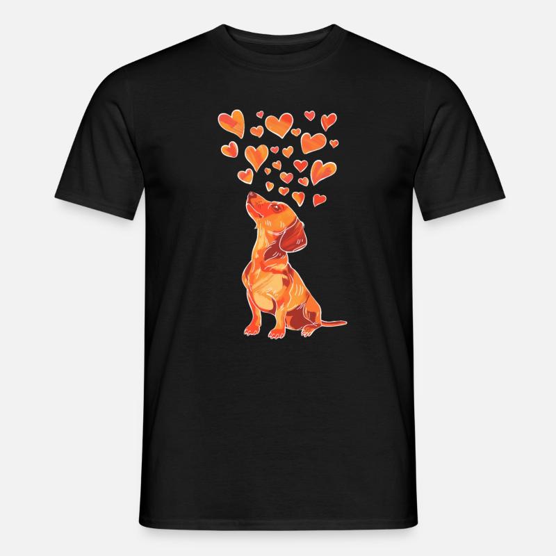 Verliebter Dackel - Männer T-Shirt - Schwarz