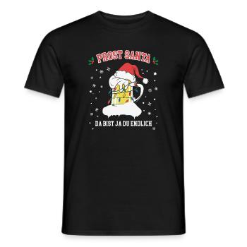 Prost Santa Weihnachten Lustiges Weihnachtsshirt - Männer T-Shirt - Schwarz - Vorne - AI Model Male 178 light (178cm)