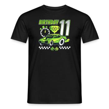 11th birthday racing car 11 years old racing driver - Men's T-Shirt - black - Front - AI Model Male 178 light (178cm)