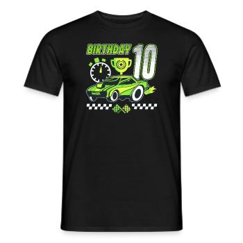 10ème anniversaire voiture de course 10 ans pilote de course - T-shirt homme - noir - Devant - AI Model Male 178 light (178cm)
