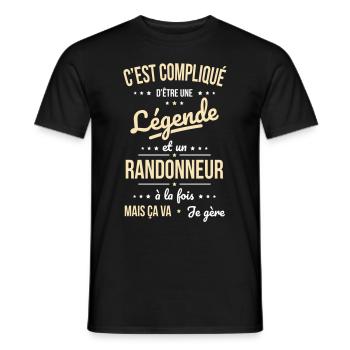 Compliqué d'être une légende et un randonneur - T-shirt homme - noir - Devant - AI Model Male 178 light (178cm)