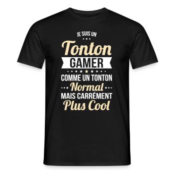 Tonton gamer comme tonton normal plus cool - T-shirt homme - noir - Devant - AI Model Male 178 light (178cm)