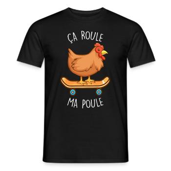 Je Vais Bien ça Roule Ma Poule Cadeau Humour - T-shirt homme - noir - Devant - AI Model Male 178 light (178cm)