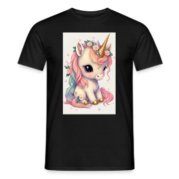 Baby Einhorn in voller Blüte - Männer T-Shirt - Schwarz - Vorne - AI Model Male 178 light (178cm)