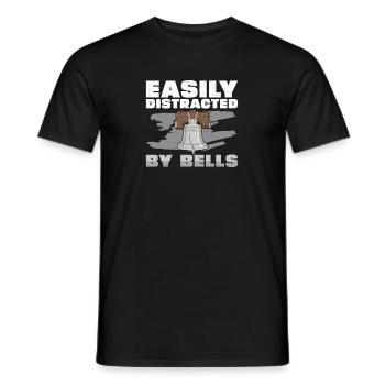 Easily Distracted By Funny Bell Ringing Hobby A - Men's T-Shirt - black - Front - AI Model Male 178 light (178cm)