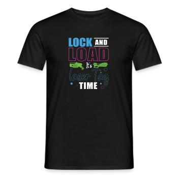 Verrouiller et charger l’étiquette laser — temps pour le laser tag - T-shirt homme - noir - Devant - AI Model Male 178 light (178cm)