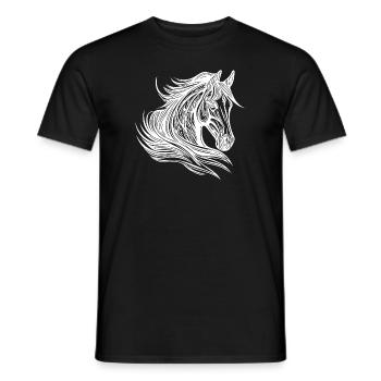 Fier portrait d’étalon avec crinière dans les chevaux du vent - T-shirt homme - noir - Devant - AI Model Male 178 light (178cm)