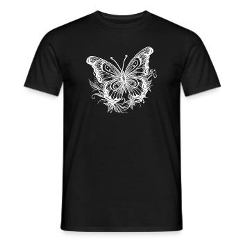 Style Tatouage de fleur Papillon - T-shirt homme - noir - Devant - AI Model Male 178 light (178cm)