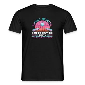 Flipper Tilted Attitude Funny pinball machine in the - Men's T-Shirt - black - Front - AI Model Male 178 light (178cm)