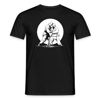 Aikido martial arts sports fighter in sunset - Men's T-Shirt - black - Front - AI Model Male 178 light (178cm)