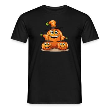 Smiling Halloween Family Pumpkin with Spell Hat - Men's T-Shirt - black - Front - AI Model Male 178 light (178cm)
