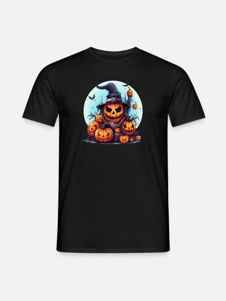 Uhyggelig Halloween græskar familie flagermus - Mænd T-shirt - sort