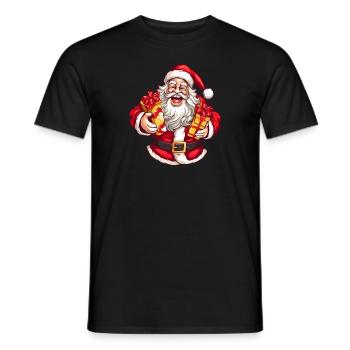 Rire joyeux Père Noël avec des cadeaux - T-shirt homme - noir - Devant - AI Model Male 178 light (178cm)