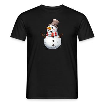 Bonhomme de neige avec chapeau haut de forme et écharpe - T-shirt homme - noir - Devant - AI Model Male 178 light (178cm)