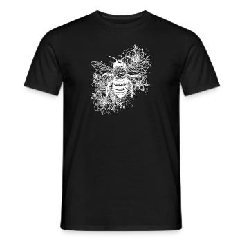 Cute Little Bee on a Flowers - Men's T-Shirt - black - Front - AI Model Male 178 light (178cm)