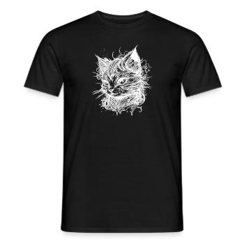 Knuddelige kleine Space Katze im Vintage Style - Männer T-Shirt - Schwarz - Vorne - AI Model Male 178 light (178cm)