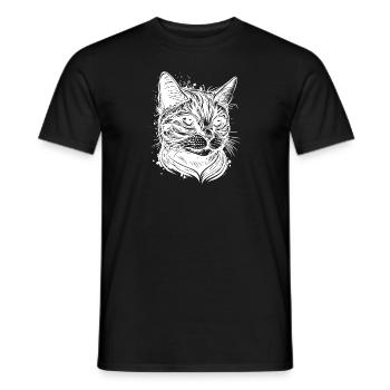 Joli chat au design vintage - T-shirt homme - noir - Devant - AI Model Male 178 light (178cm)