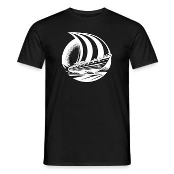 Sleek sailing ship with square sail - Men's T-Shirt - black - Front - AI Model Male 178 light (178cm)