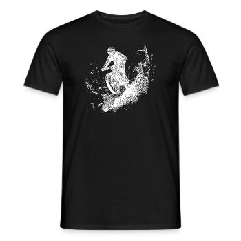 Rain, Cyclist, Mud, Forest, Downhill - Men's T-Shirt - black - Front - AI Model Male 178 light (178cm)