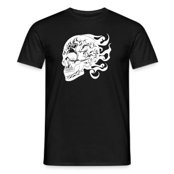 Lachender brennender grinsender Tattoo Schädel - Männer T-Shirt - Schwarz - Vorne - AI Model Male 178 light (178cm)