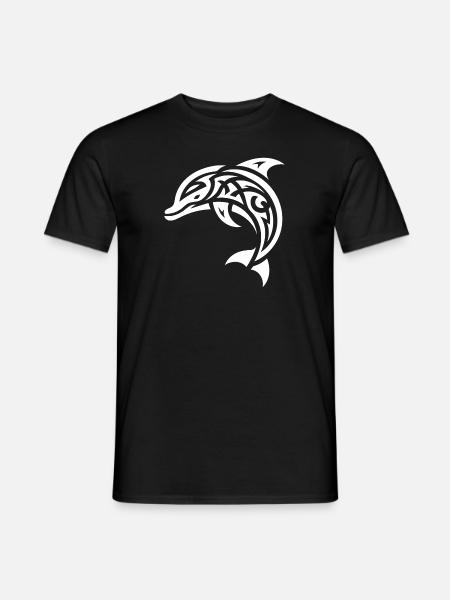 Jumping Little Baby Tattoo Dolphin - Men's T-Shirt - black