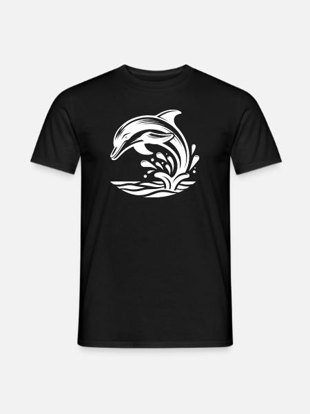 Elegant Jumping Tattoo Dolphin - Men's T-Shirt - black