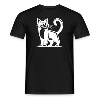 Domestic cat with funny smartass look - Men's T-Shirt - black - Front - AI Model Male 178 light (178cm)