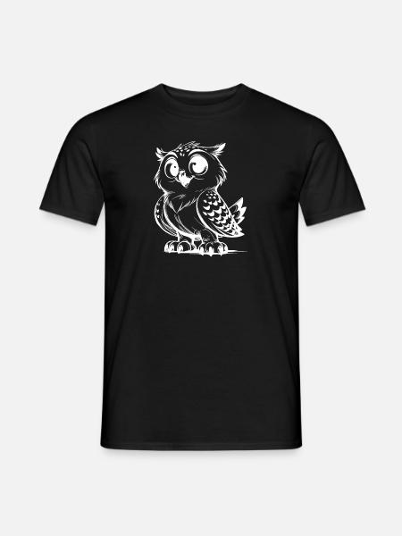 Süsse Baby Eule Bleistift Skizze - Männer T-Shirt - Schwarz