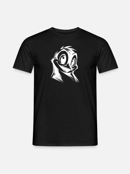 Penguin Cartoon Pencil Drawing Style - Men's T-Shirt - black