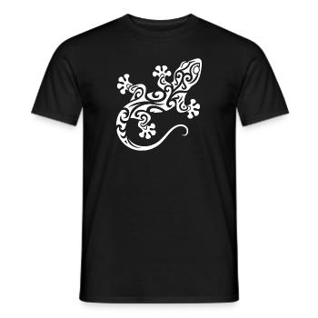 Petit gecko mignon dans le style de tatouage tribal - T-shirt homme - noir - Devant - AI Model Male 178 light (178cm)