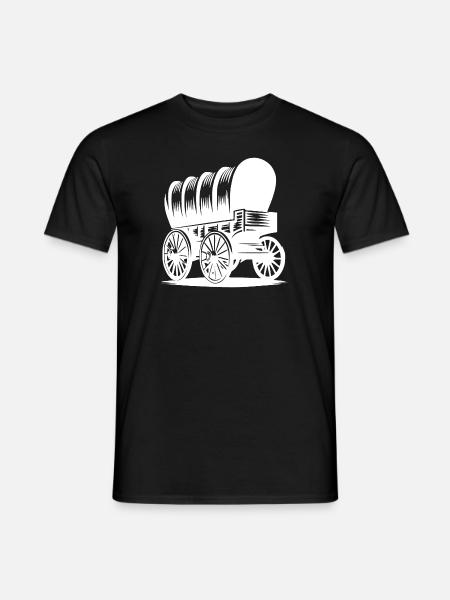 Klassischer Pferde Planwagen - Männer T-Shirt - Schwarz