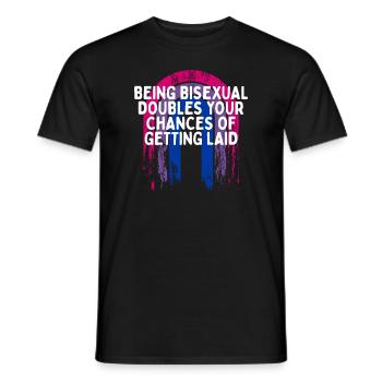 Doubles Your Chances of Getting Laid Bisexual - Men's T-Shirt - black - Front - AI Model Male 178 light (178cm)