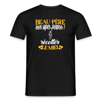 Beau-père t-shirt apiculteur abeille miel métier - T-shirt homme - noir - Devant - AI Model Male 178 light (178cm)
