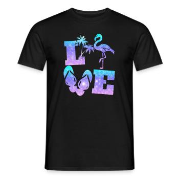 Flamant rose d’amour - T-shirt homme - noir - Devant - AI Model Male 178 light (178cm)