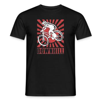 Vététistes de descente avec VTT - T-shirt homme - noir - Devant - AI Model Male 178 light (178cm)