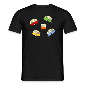 Happy Vintage Caravans / cheerful and colorful caravans - Men's T-Shirt - black - Front - AI Model Male 178 light (178cm)