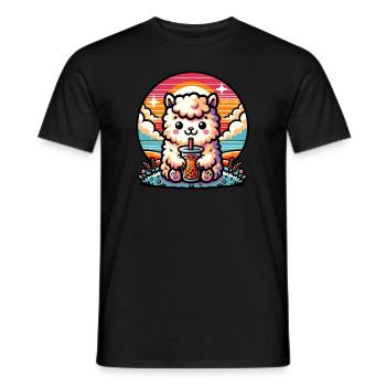 Bubble Tea Alpaga Boba Tea Kawaii Cadeau - T-shirt homme - noir - Devant - AI Model Male 178 light (178cm)