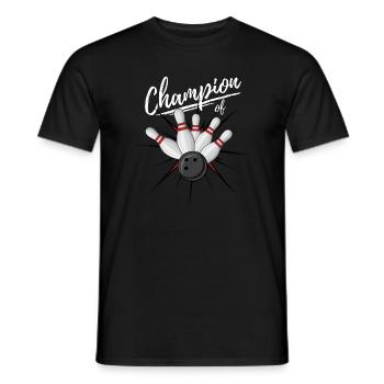 CHAMPION OF BOWLING - PERFEKT AUF DER BOWLINGBAHN - Männer T-Shirt - Schwarz - Vorne - AI Model Male 178 light (178cm)