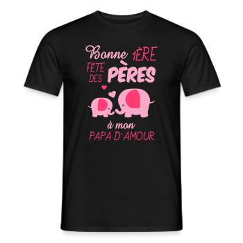 bonne 1ere fete des peres - T-shirt homme - noir - Devant - AI Model Male 178 light (178cm)