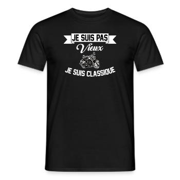 Je suis pas vieux je suis classique t-shirt papy - T-shirt homme - noir - Devant - AI Model Male 178 light (178cm)