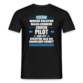 Ni poète ni penseur, mais pilote - T-shirt homme - noir - Devant - AI Model Male 178 light (178cm)
