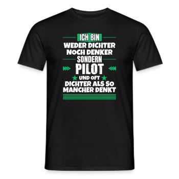 Neither poet nor thinker, but pilot - Men's T-Shirt - black - Front - AI Model Male 178 light (178cm)