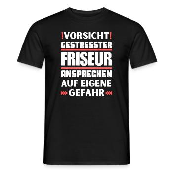 Gestresster Friseur nicht ansprechen! - Männer T-Shirt - Schwarz - Vorne - AI Model Male 178 light (178cm)